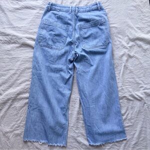 Topshop Wide Leg Cropped Jeans Light Wash